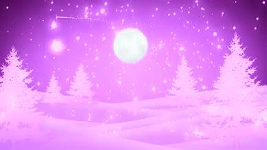 紫色粒子雨松树月亮浪漫舞台背景视频的预览图